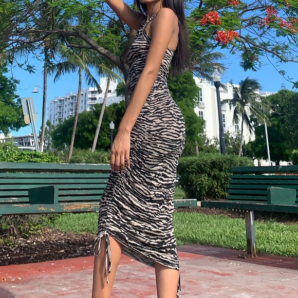 Chic Zebra Print Midi Dress - Picture 3 of 3